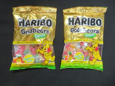 (2) Count Lot Share Size Bags Of Haribo GoldBears Sour Gummi Candy 7 Oz Each