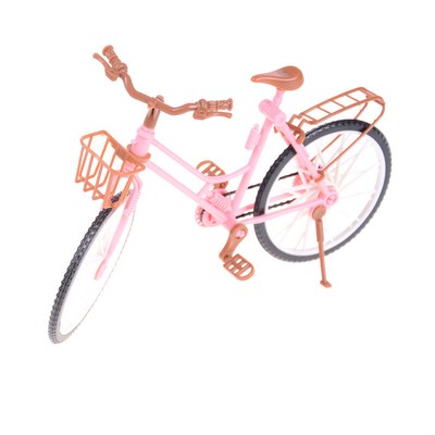 Rosa abnehmbare Fahrrad mit Korb für Puppenhaus Spielzeug Zubehör -YGJMHWKSP FL2