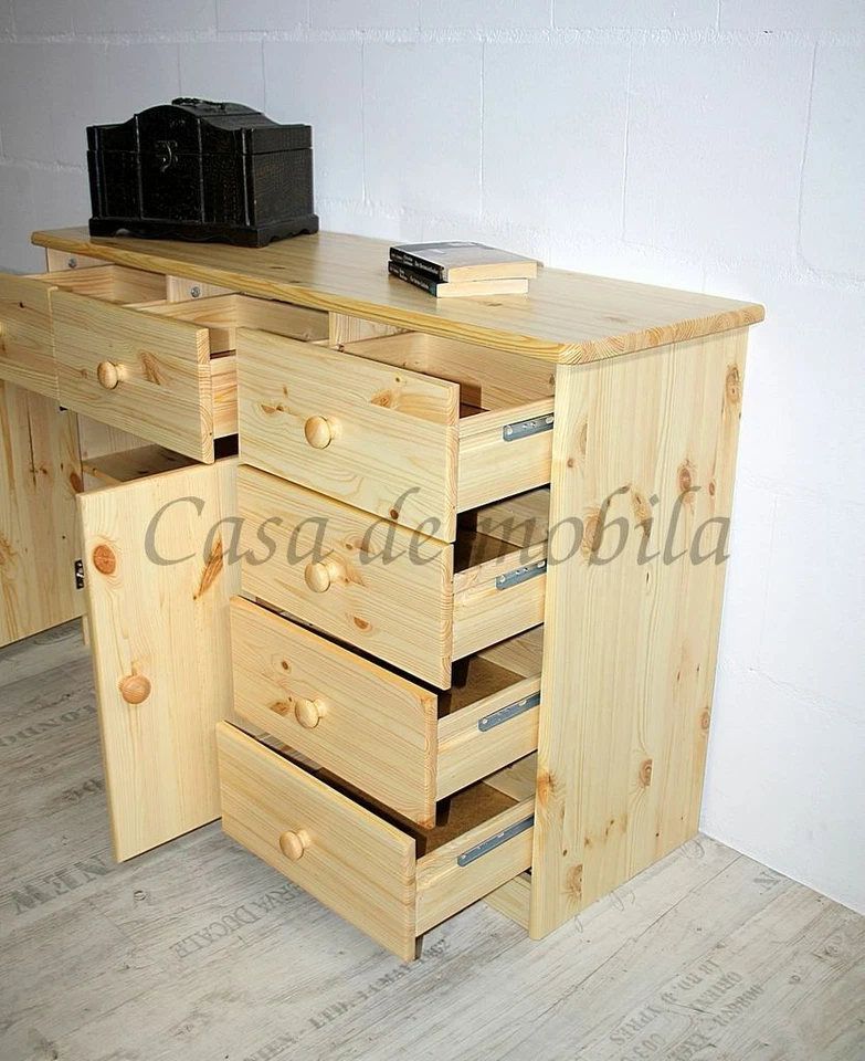 Kommode mit schubladen Kiefer massiv natur lackiert Anrichte Sideboard schrank - Bild 4 von 4
