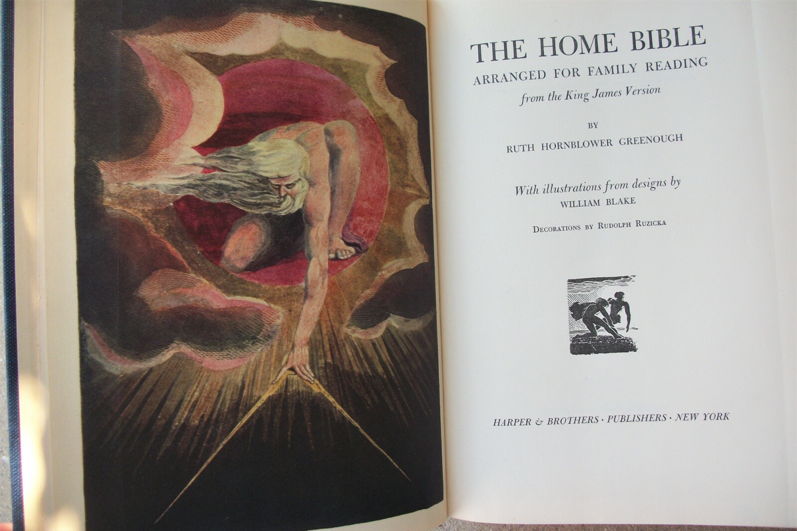 MidCentury HOME BIBLE Family Reading KJV Blake Illustrations Dust Jacket FIRST