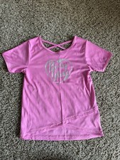 Body Glove Girls Activewear T-Shirt Pink Tulip Hem Crisscross Back Scoop 10