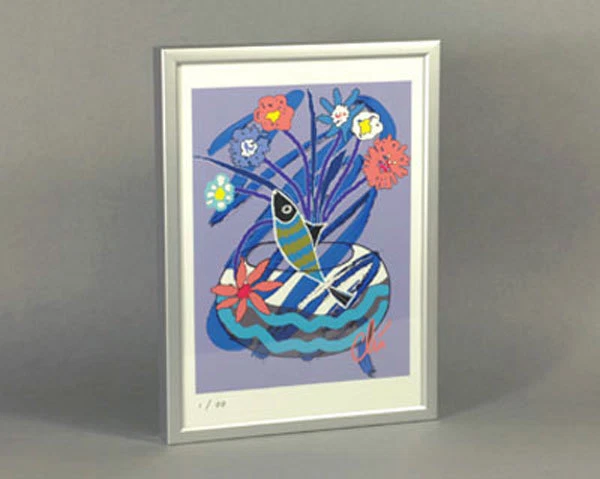 JACQUELINE DITT - Fishbowl & Flowers ltd.sign.Original Druck Grafik ger.13x18 cm - Bild 2 von 3