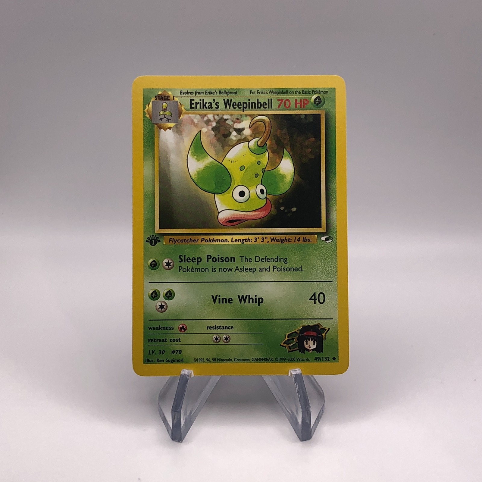 Pokemon 1st Edition Gym Heroes - Erika's Weepinbell 49/132 - Uncommon - NM