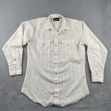 Vintage Panhandle Slim Pearl Snap Long Sleeve Button Up Shirt USA XL 16-34 White