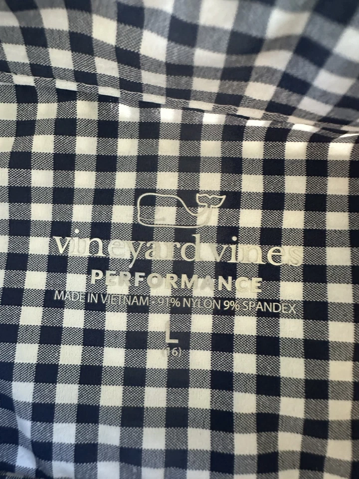 Camisa a Cuadros Vineyard Vines Performance Niños Talla L (16) Azul Marino Guinga Nueva Sin Etiquetas Foto 3 de 4