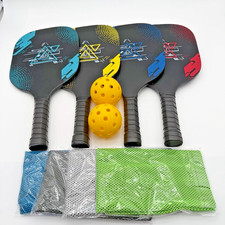 Complete Pickleball Set: 4 Wood Paddles, Balls  Towels - Perfect for Family Fun