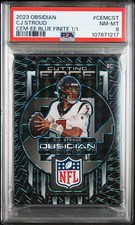 2023 Panini Obsidian Cutting Edge Memorabilia Cj Stroud Blue Finite 1/1 PSA 8