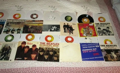 Beatles & Beatles Related Lot of Vinyl 45s with Picture Sleeves