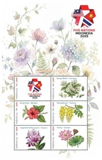 Indonesia 2025 Personalized Five Nations stamp exibition flower #2