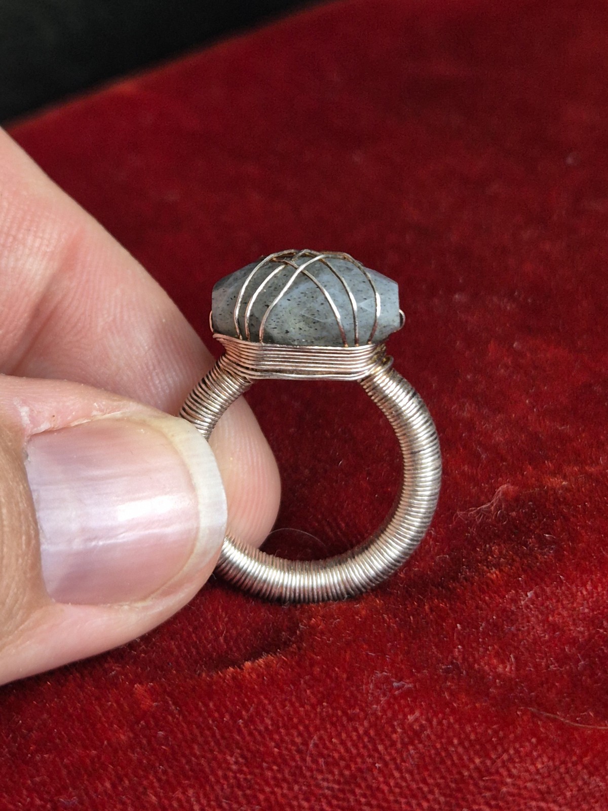 Sterling Silver Wire Wrapped Ring Set With A Face… - image 14