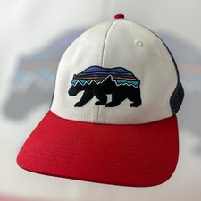 Patagonia Fitz Roy Bear Snapback Trucker Hat Mesh Off White Red Cap One Size