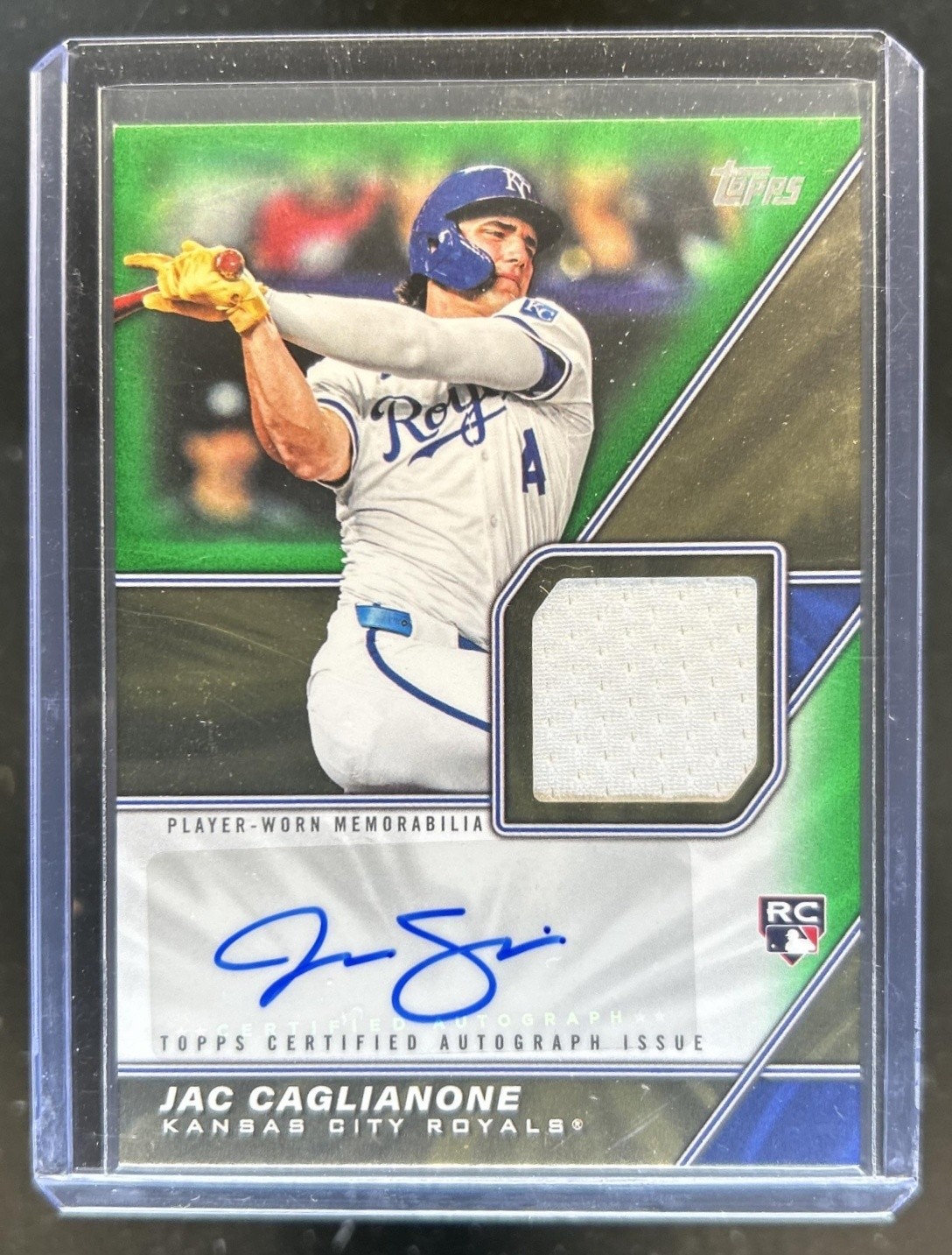 2026 Topps Jac Caglianone Major League Materials Green Jersey Auto RC #/99