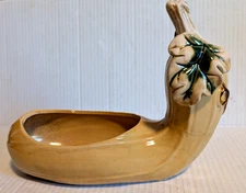Vintage Stoneware Squash Gourd Serving Bowl Candy Dish Yellow 7" x 10" x 4"