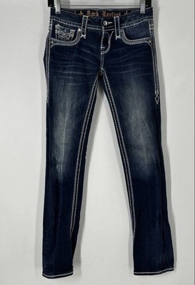 Rock Revival Kai Women s Blue Denim Jeans Size 26 W 29 L Straight Leg Low Rise