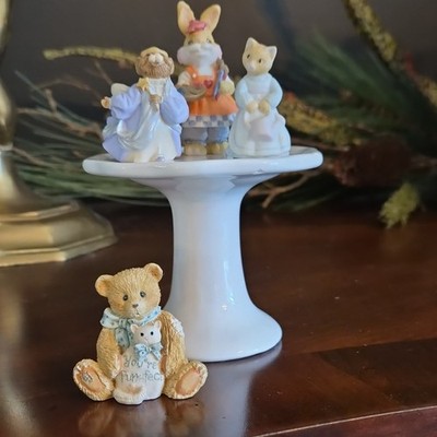 Enesco Hallmark Animal Figurines Set of 4 Miniature Bear Rabbit Cat & Mouse