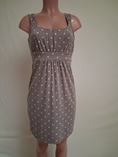 Ann Taylor Petite Sheath Dress Gray/White Polka Dot Knit Pleated Stretch XSP