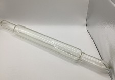 Vintage Hollow Glass Rolling Pin 45x4.3cm Clear Pastry Tool with No Hole