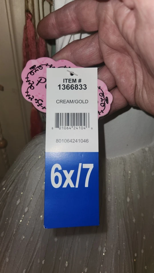 Vestido Popatu de Tul Blanco y Dorado Niñas Talla 6x/7 Nuevo Con Etiquetas Foto 3 de 4