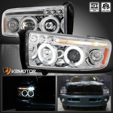 Fits 1994-2001 Dodge Ram 1500 2500 3500 Led Halo Projector Headlights Lamp 94-01