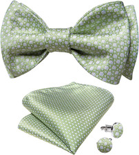 Men Bow Tie Paisley Striped Self-Bow Tie for Men and Silk Woven Bowtie Pocket Sq