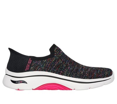 Skechers Shoes Women's Slip-ins Go Walk Arch Fit Black Pink Comfort Sport 125326
