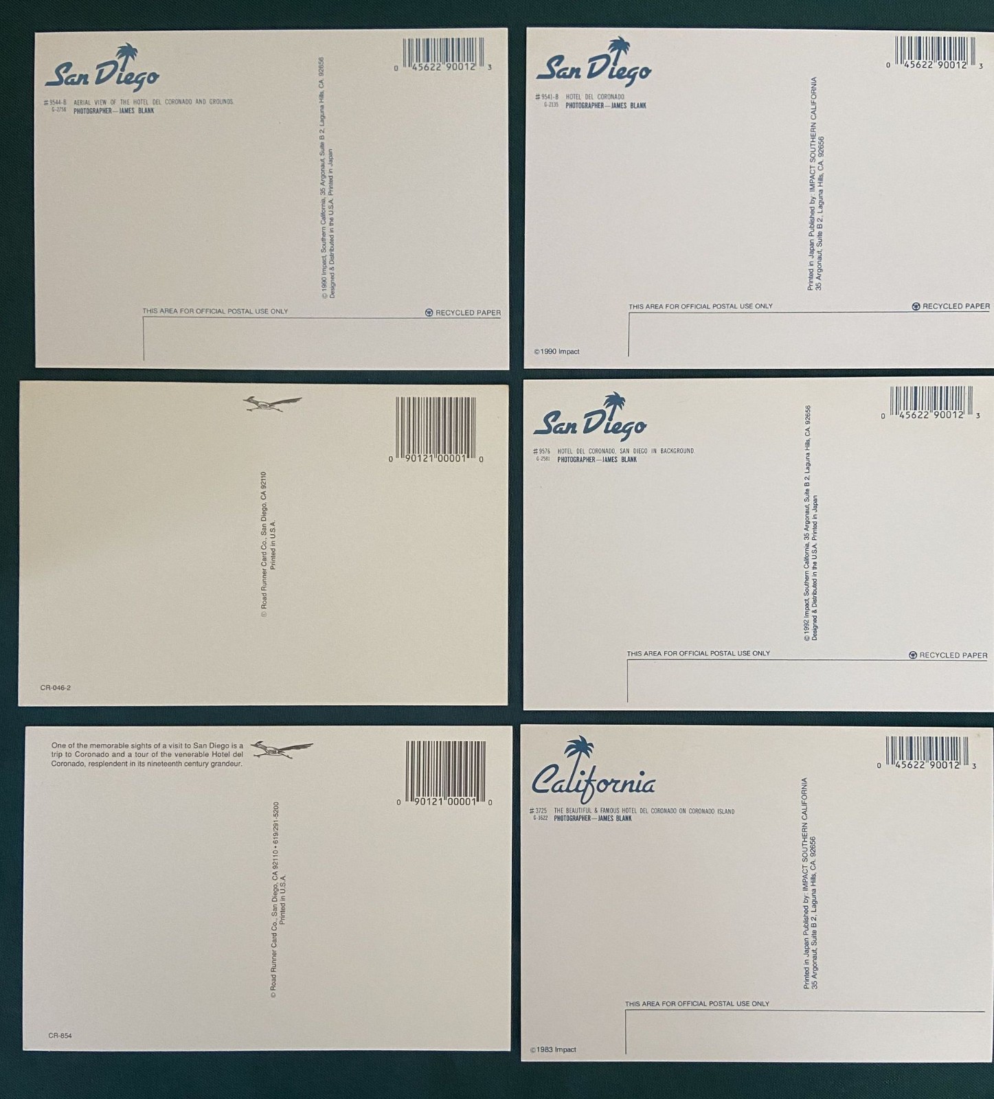 Lot 6 Hotel Del Coronado Postcards San Diego Beach California Aerial Views