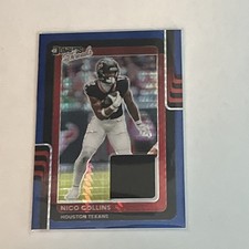 2025 Panini Donruss Optic Nico Collins Threads Jersey Blue Hyper Prizm #DTBH-NCL