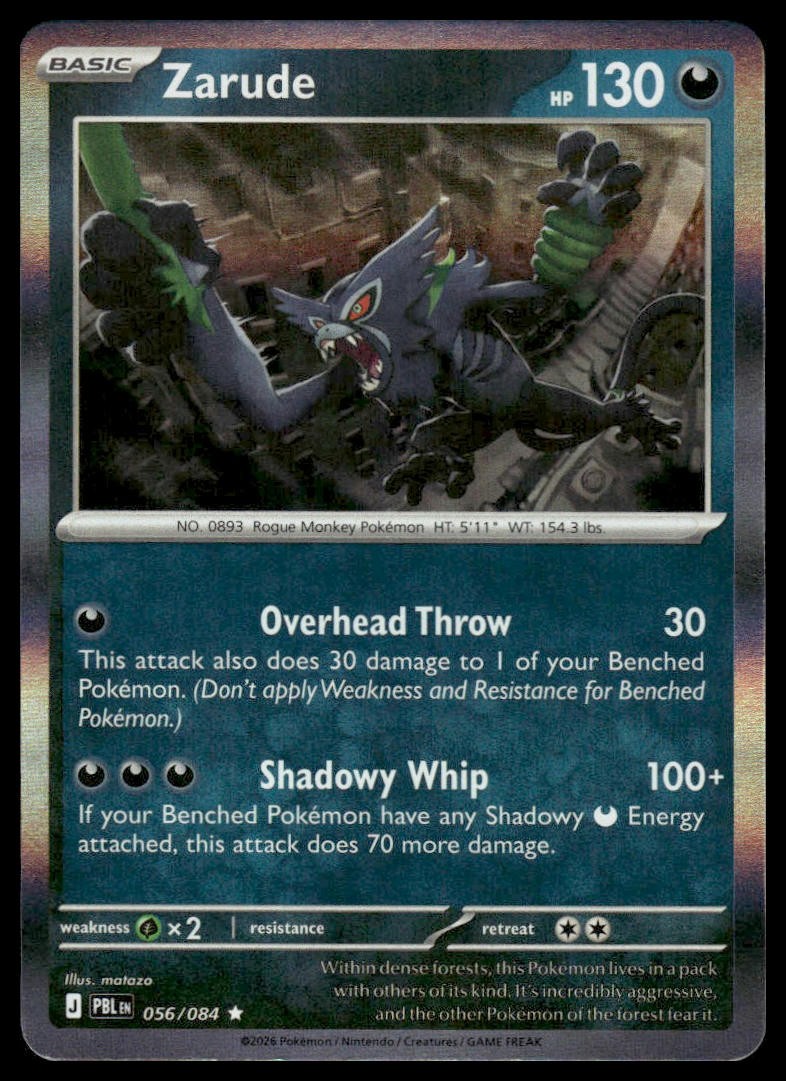Zarude 056/084 Rare Pitch Black Pokemon Holo Near Mint