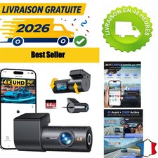 Dashcam Voiture 4K+1080P WiFi 5GHz Carte SD 64Go Écran 1,5" Vision Nocturne