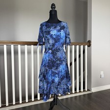 Elie Tahari 100% Silk Patchwork Asymmetric Hem Dress Size 10 Whimsical Fairy