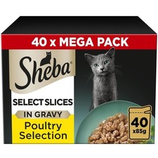 Sheba Select Slices Cat Wet Food Poultry Selection in Gravy 40 x 85g Pack 5.38 per kilo