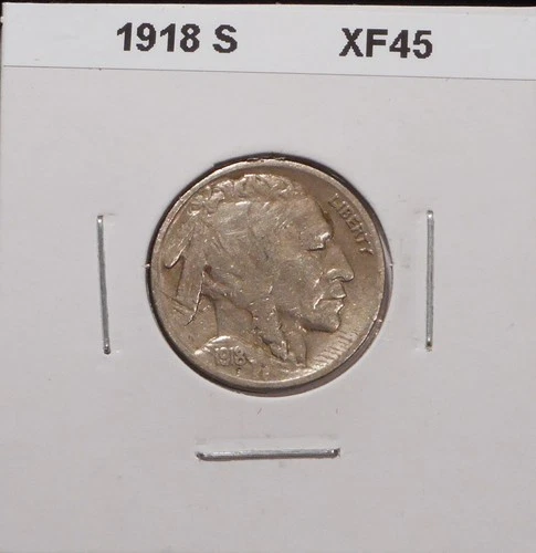 1918-S  BUFFALO NICKEL  - Extra Fine Condition ( Roller mark under the chin)