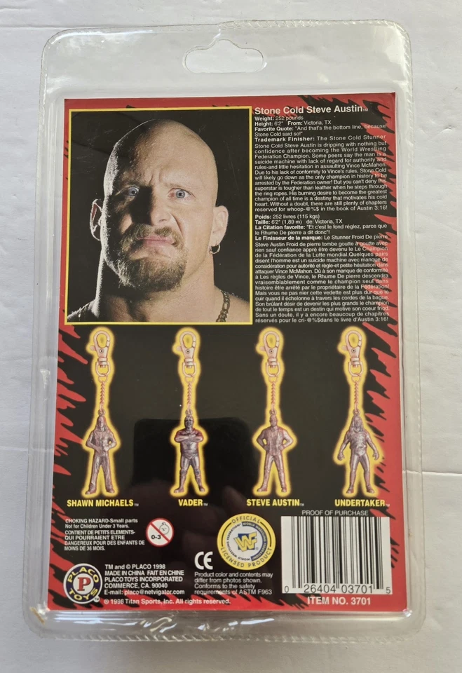 STONE COLD STEVE AUSTIN WWE WWF Die Cast Metal Key Ring Chain NEW RARE Wrestling - Image 2 of 2