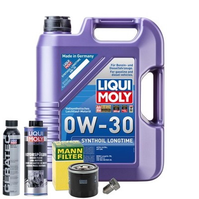 Motoröl 0W30 LIQUI MOLY 5L+MANN Ölfilter+Spülung+Cera Tec+Ölablassschraube
