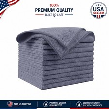 Ultra-Soft Grey Microfiber Cleaning Cloths 10PK - Durable  Versatile 12x12 Size