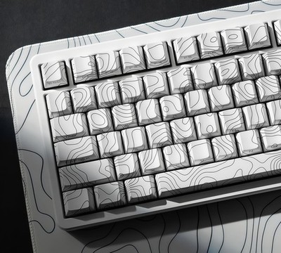 White Topographic keycaps pbt,Double Shot keycaps 75 Percent,Shine Through ke...