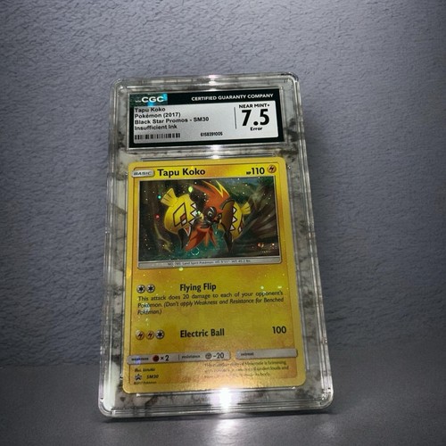 2017 Pokemon Tapu Koko SM30 Holo Bleed Insufficient Ink Error CGC 7.5 Promo