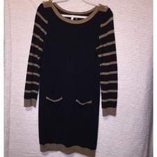 NY Collection Black Tan knit Sweater Dress Size S