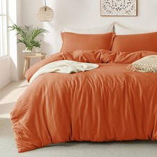 MILDLY Super Soft Duvet Cover - 100 Washed Microfiber Rust Comforter Cover S...
