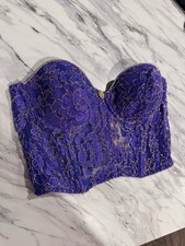 Victoria  s Secret Vintage Gold Label Bustier Lace Purple mesh Top- 34 a-c 