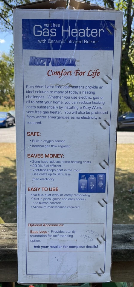 Calentador de pared de gas Kozy World sin ventilación de 10.000 BTU "Nuevo CAJA ABIERTA" Foto 4 de 4
