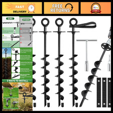 Heavy Duty Ground Anchors - 4 Pack Screw-in Stakes for Trampolines, Swing Sets,