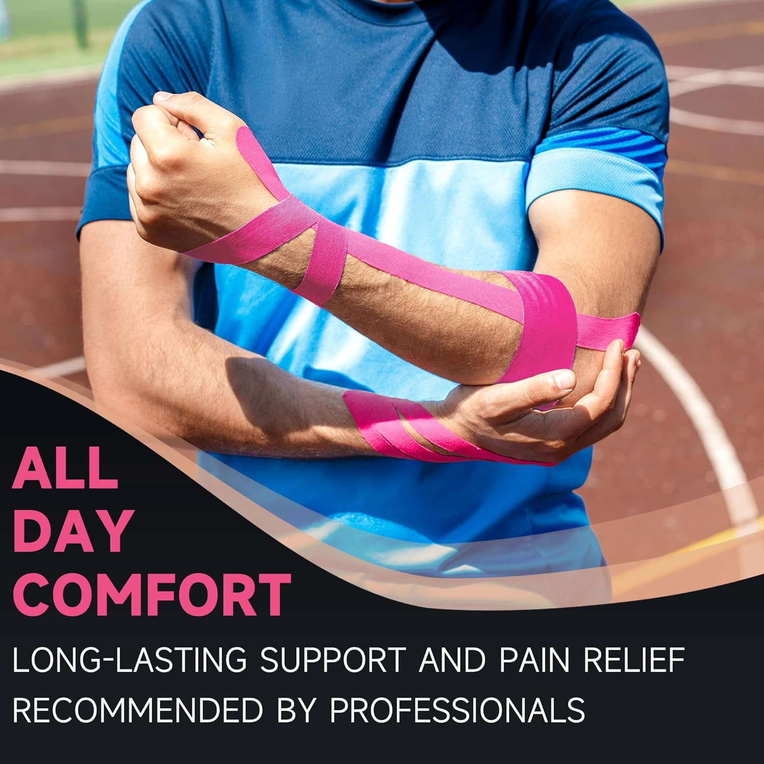 Premium Kinesiology Tape : (2 Rolls, Pink) - Athletic, K, Sports Tape,Waterproof