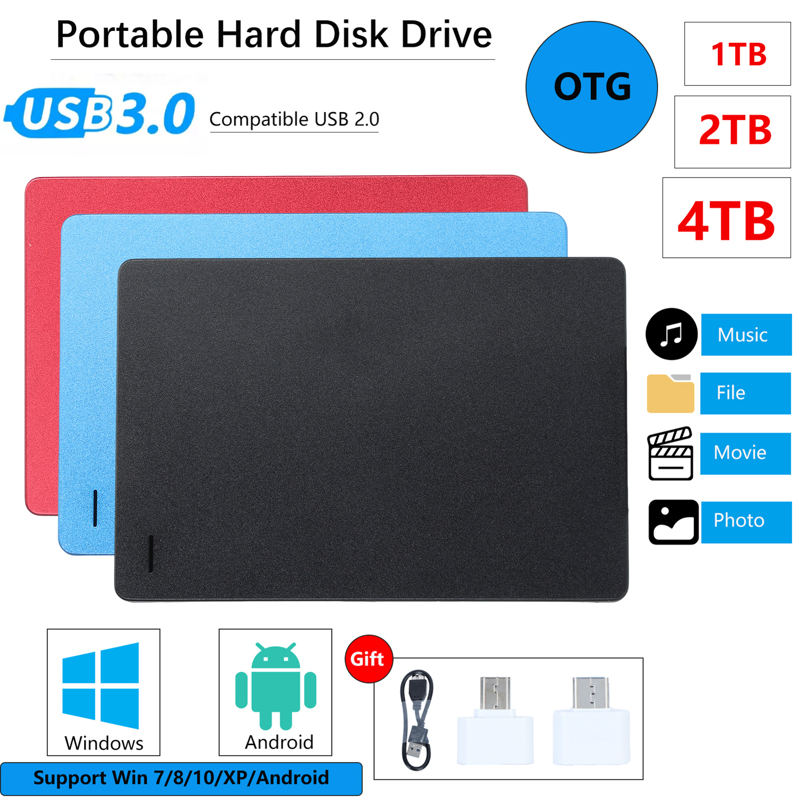 USB 3.0 Hard Disk HDD High-Speed Transmission Quick Data Access Compact