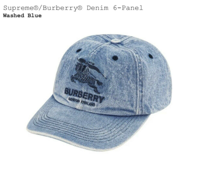 Supreme x Burberry Denim 6 Panel Hat - “Denim' IN HAND READY TO SHIP