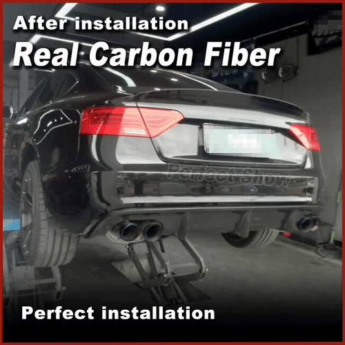 REAL Carbon Rear Bumper Bar Lip Spoiler Diffuser Twin Exhaust for Audi S5 12-16 - Picture 4 of 11