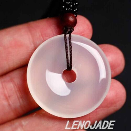 LOT OF TEN Beautiful Icy Translucent Jade Jadeite Lucky Donuts Pendant Necklace - Picture 7 of 7