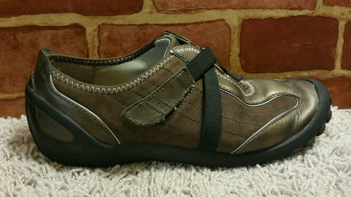 PRIVO by CLARKS SLIP ON BROWN/GOLD LEATHER ELASTIC STRAPS SZ 7.5M 1547 - Picture 6 of 12