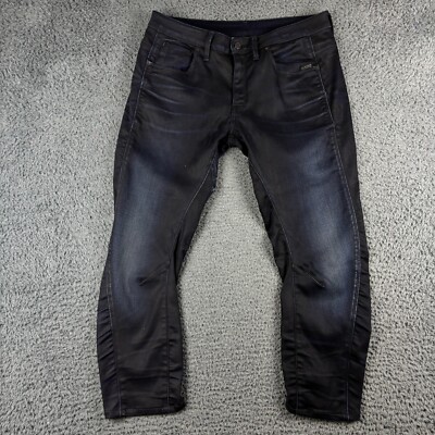 G Star Raw Jeans Herren W33 L25 Blau Schwarz Arc Tapered Stretch Denim Dark Y2K