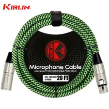 Kirlin 20FT Original Woven XLR F to XLR M Microphone Cable Green MW-480-20/GRB